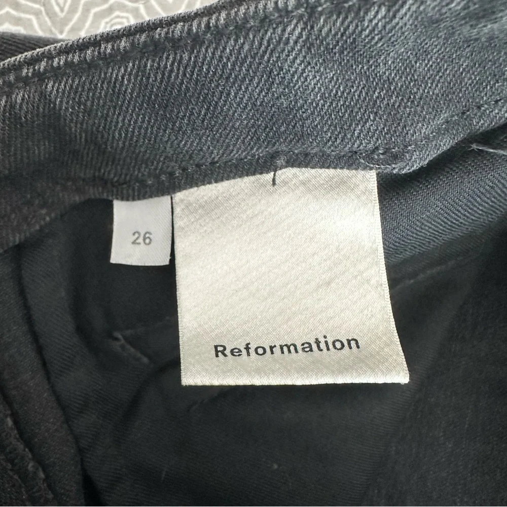 Reformation Niki Jean in Argentine Black Denim Zippers Skinny Size 26 - Picture 7 of 14